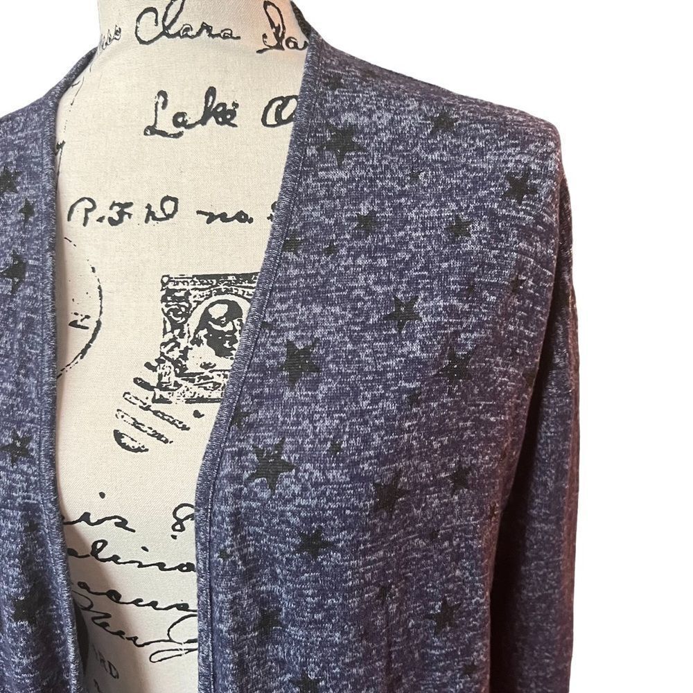 Bobeau blue star print open cardigan knit top - Picture 2 of 4